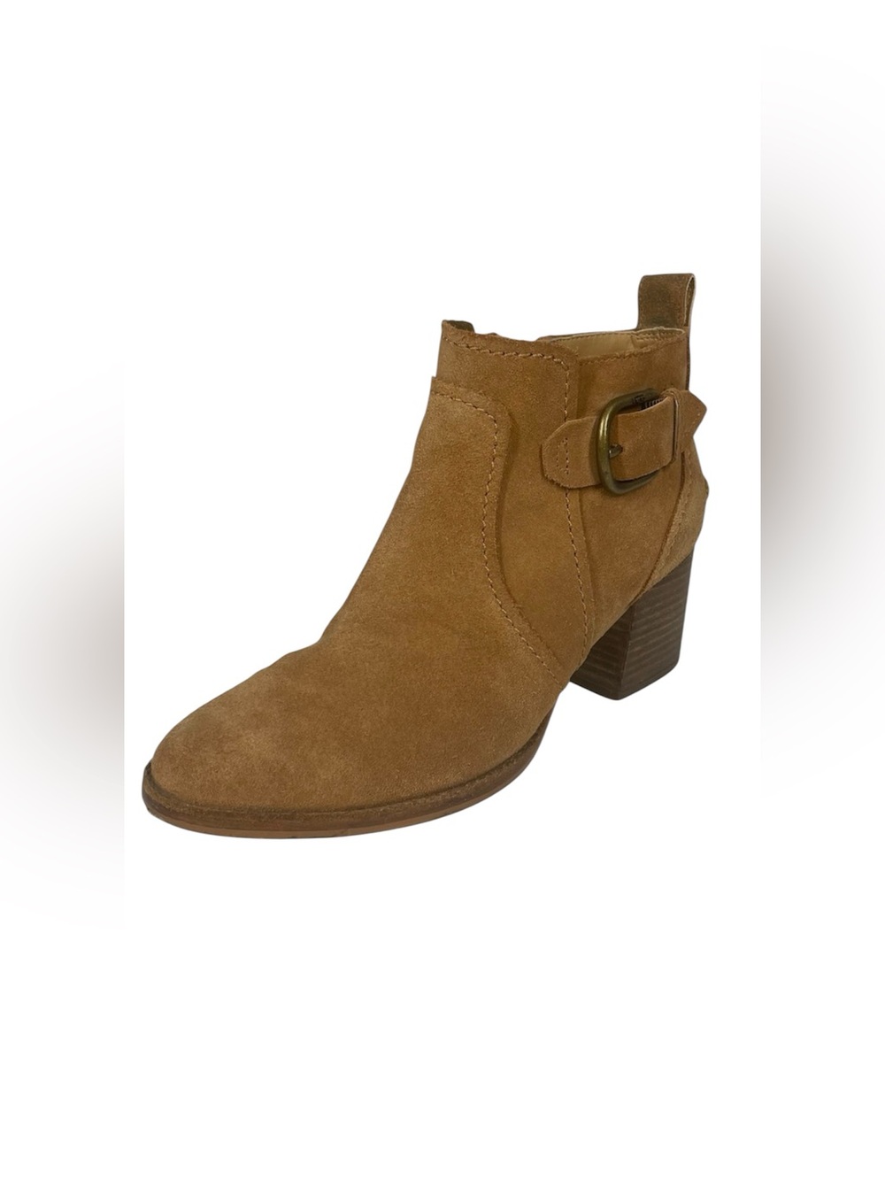 UGG Leahy Suede Leather Heeled Ankle Boots Womens 9.5 Brown Chestnut Booties